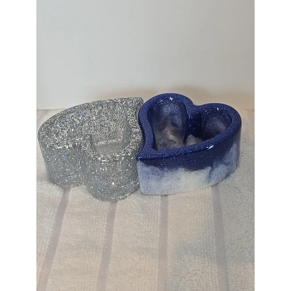 Handmade‎ Resin Blue And Silver Trinket Bixes. 756